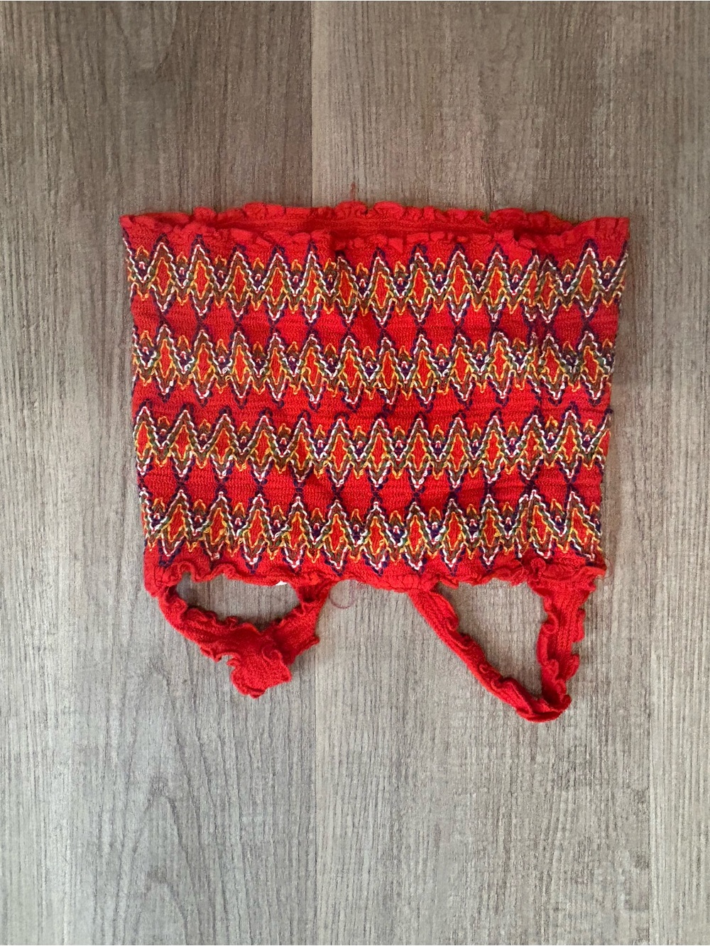 Forever 21 Red Knit Smocked Kids Shorts with Multicolor Zigzag